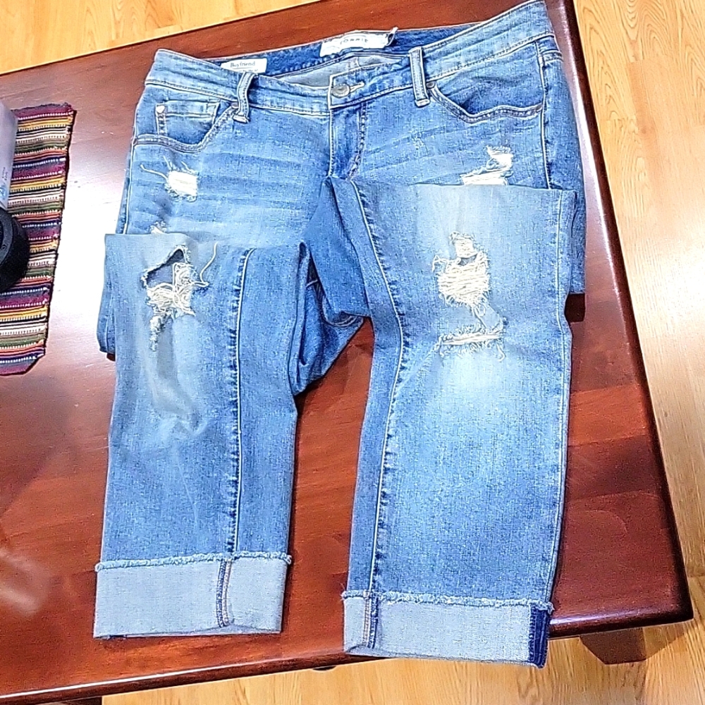 Torrid Boyfriend crop cut distressed jeans